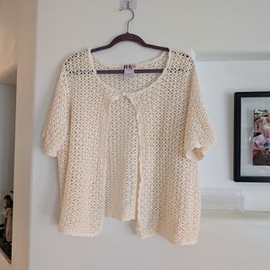 Vintage Antique Cream Crochet Cottagecore Cardigan Grannycore